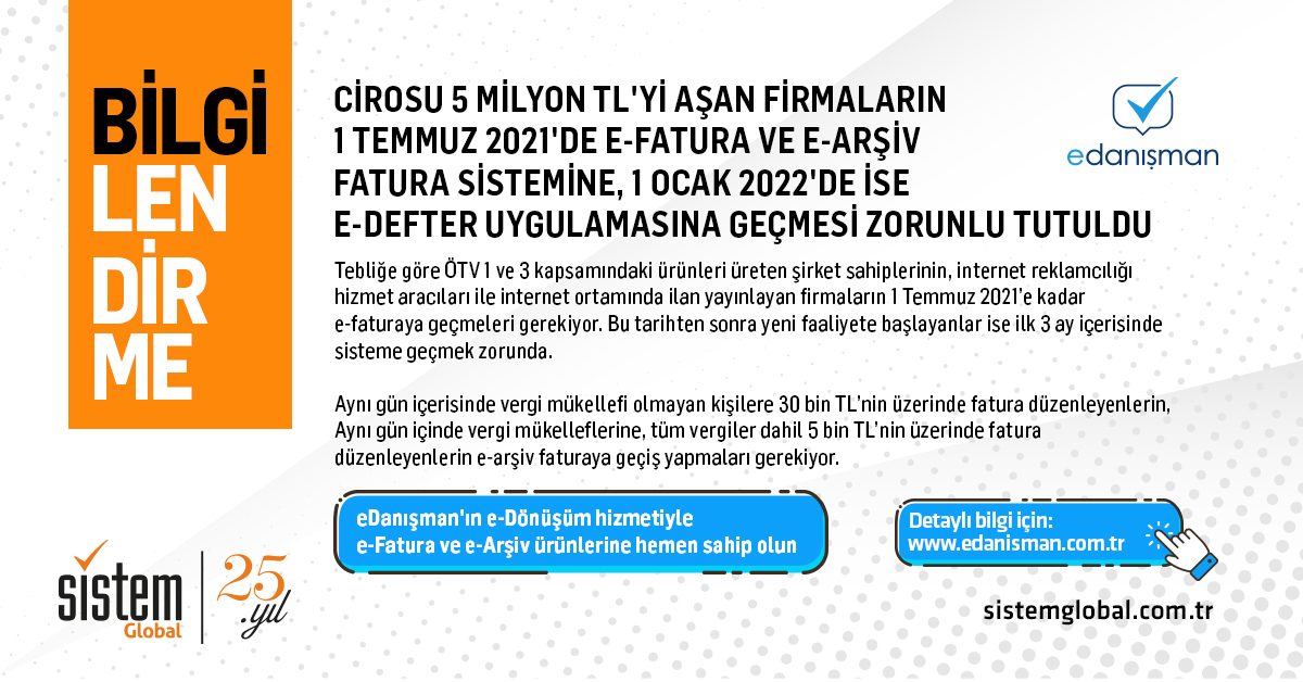 E-Fatura ve E-Arşiv’e Geçiş İçin Son Tarih 1 Temmuz 2021! Geç Kalmayın!