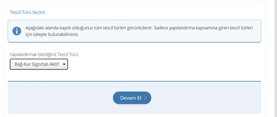 Sistem Global Danışmanlık Bağ-Kur Pri̇m Borçlari İçi̇n Yapilandirma Ekrani Açilmiştir