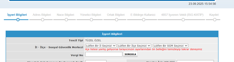 Sistem Global Danışmanlık SGK İŞYERİ TESCİL UYGULAMASINDA İSG-KATİP YETKİLİSİ İÇİN TANIMLAMA ALANI EKLENDİ!